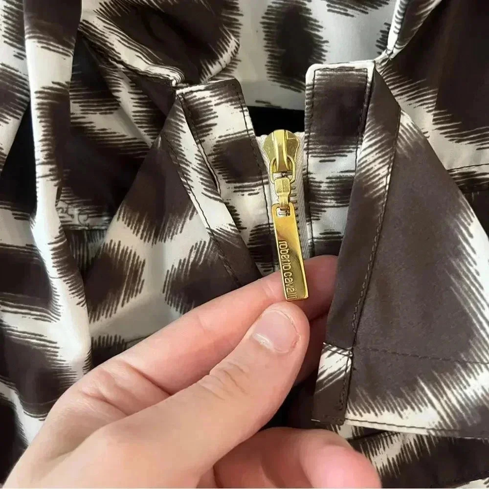 723 Roberto Cavalli Zip Up Long Sleeve Jacket Size 44 - Picture 3 of 6